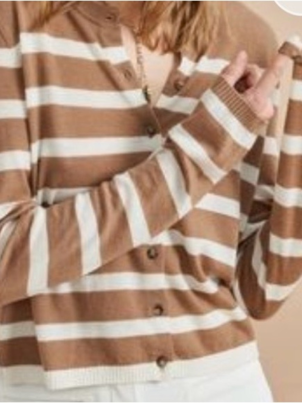 La Ligne 100% Cashmere Cardigan Tan Stripe Size XS